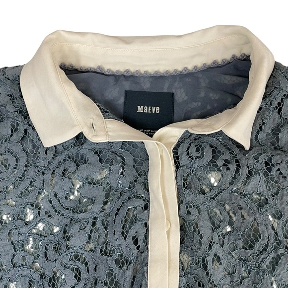Anthropologie Maeve Lace Embroidered Semi-Sheer Top  4P - Picture 6 of 10